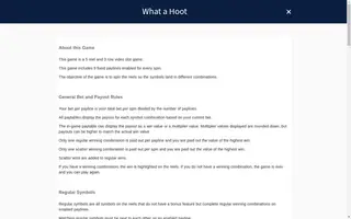 What A Hoot – Game rules
