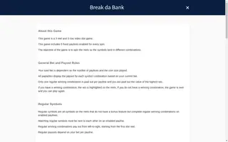 Break da Bank – Game rules