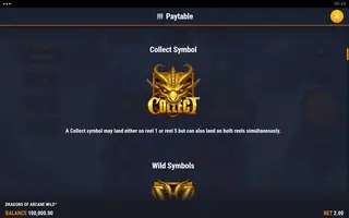 Dragons of Arcane Wild – Paytable