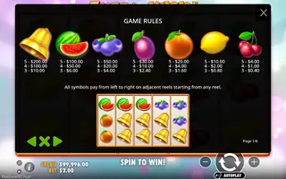 Extra Juicy – Paytable