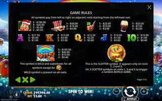 Leprechaun Carol – Paytable