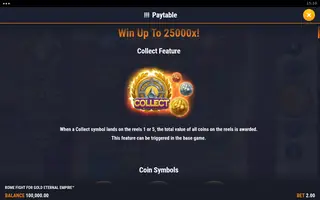 Rome Fight For Gold Eternal Empire – Paytable