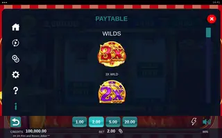 3x 2x Fire and Roses Joker – Paytable