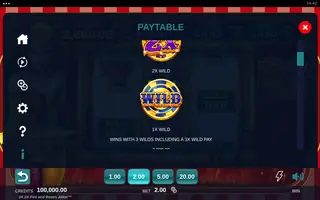 3x 2x Fire and Roses Joker – Paytable