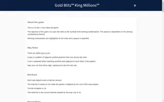 Gold Blitz King Millions – Game rules