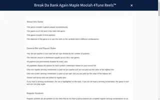 Break Da Bank Again Maple Moolah 4Tune Reels – Game rules