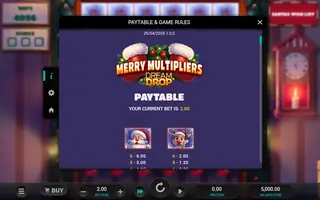 Merry Multipliers Dream Drop – Paytable