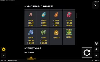 Kamo Insect Hunter – Paytable