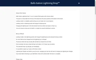 Balls Galore Lightning Drop – Game rules