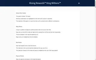 Rising Rewards King Millions – Game rules