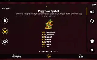 Coin Bash – Paytable