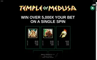 Temple of Medusa – Paytable