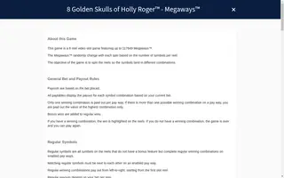 8 Golden Skulls of Holly Roger MEGAWAYS – Game rules