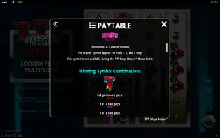 777 Mega Deluxe – Paytable