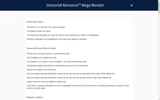 Immortal Romance Mega Moolah – Game rules