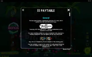Banana Drop – Paytable