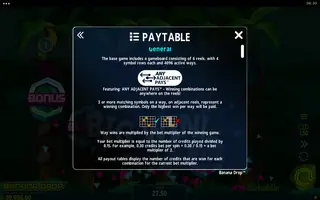 Banana Drop – Paytable