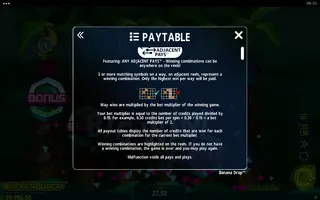 Banana Drop – Paytable