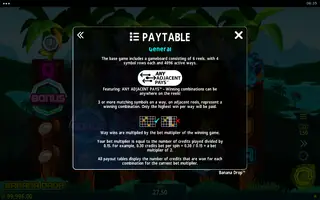 Banana Drop – Paytable