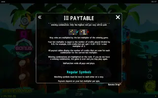Banana Drop – Paytable