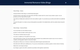 Immortal Romance Video Bingo – Game rules