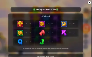 3 Dragon’s Pots – Paytable