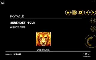Serengeti Gold – Paytable