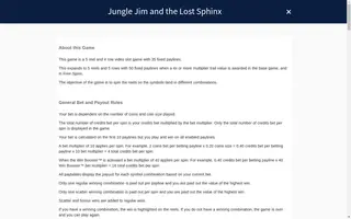 Jungle Jim and the Lost Sphinx – Game rules
