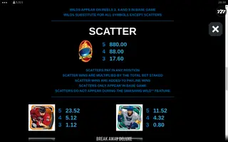 Break Away Deluxe – Paytable