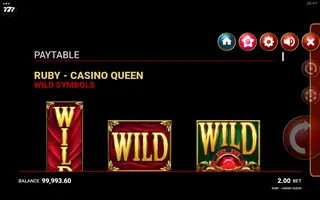 Ruby Casino Queen – Paytable