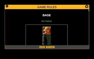 Striking Tiger – Paytable