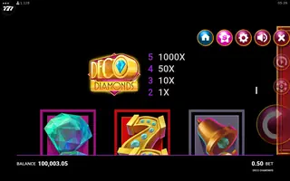 Deco Diamonds – Paytable