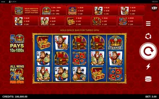 Kings of Cash – Paytable