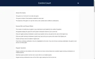 Centre Court – Game rules