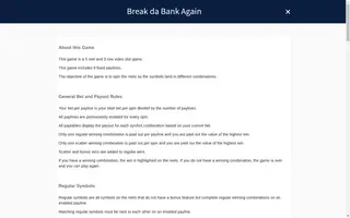 Break da Bank Again – Game rules