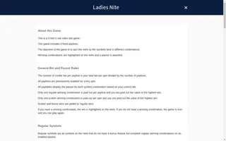Ladies Nite – Game rules
