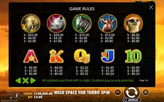 Hot Safari – Paytable