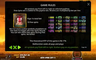 Hot Safari – Paytable