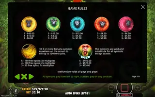 7 Monkeys – Paytable