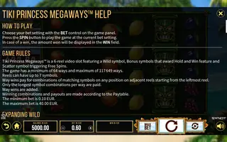 Tiki Princess Megaways – Game rules