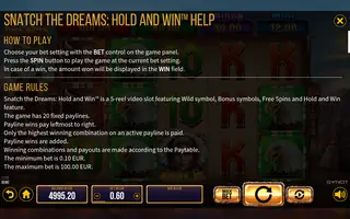 Snatch the Dreams: Hold and Win – Game rules