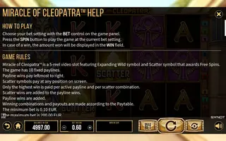 Miracle of Cleopatra – Game rules
