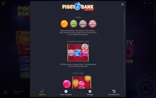 Piggy Bank Hold & Win – Paytable
