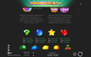 Bonanza Billion Xtreme – Paytable