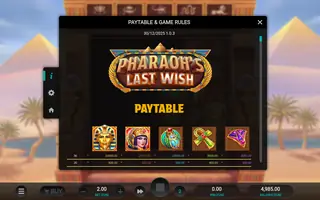 Pharaoh’s Last Wish – Paytable
