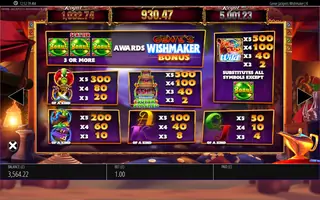 Genie Jackpots Wishmaker Jackpot King – Paytable