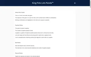 King Pots Lots Panda – Game rules