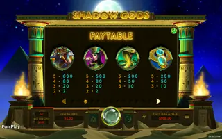 Shadow Gods – Paytable