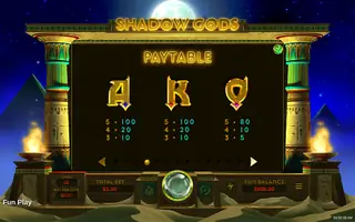 Shadow Gods – Paytable