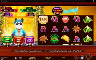 Big Hot Flaming Pots Panda Riches – Feature in play